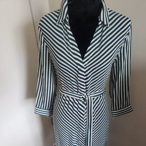 Long button striped down dress-H&M